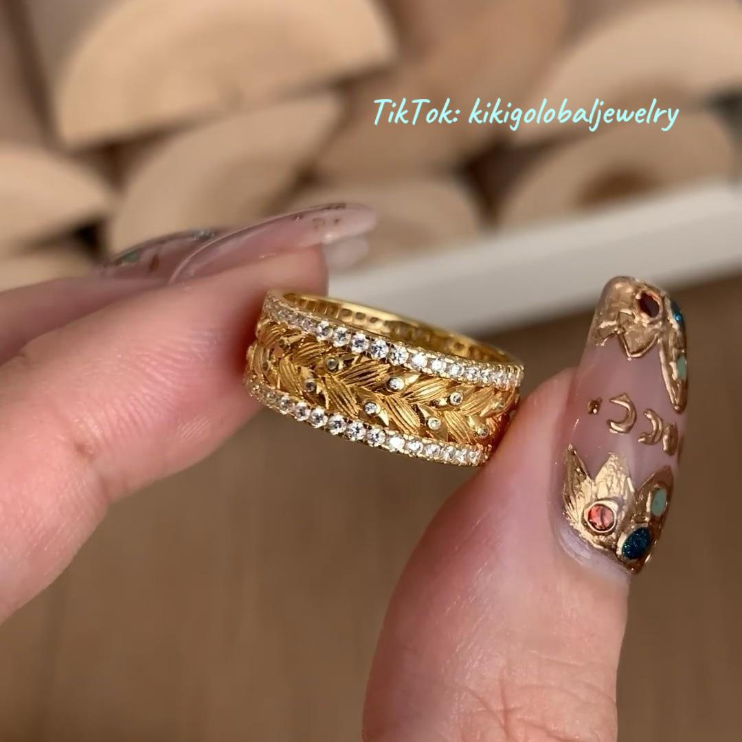 Golden wheat ear ring