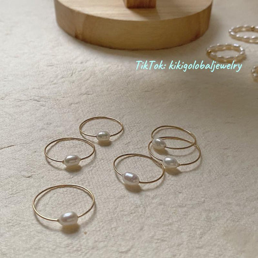 14k gold-plated natural pearl ring