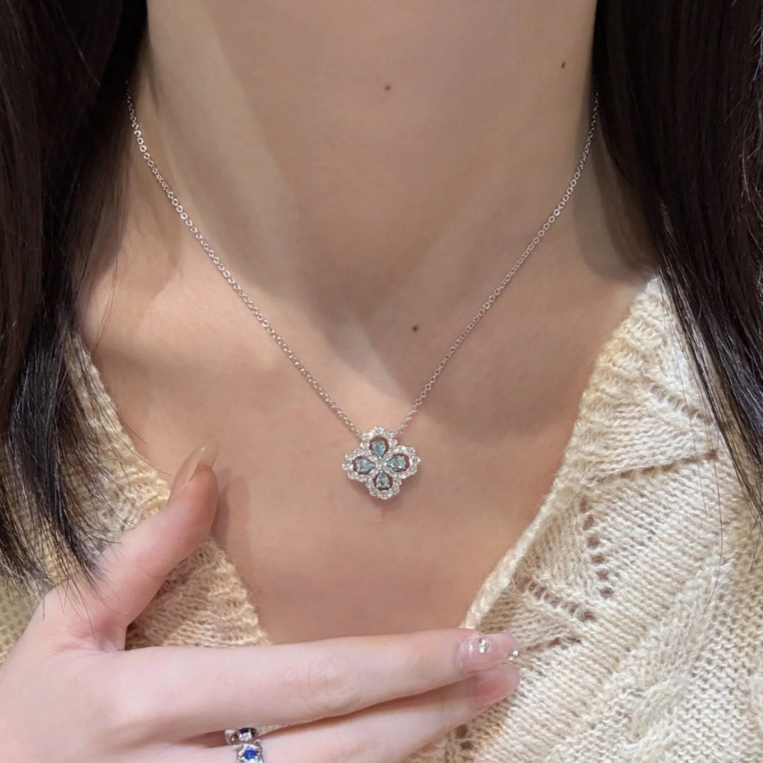 Blue Lucky Clover Necklace