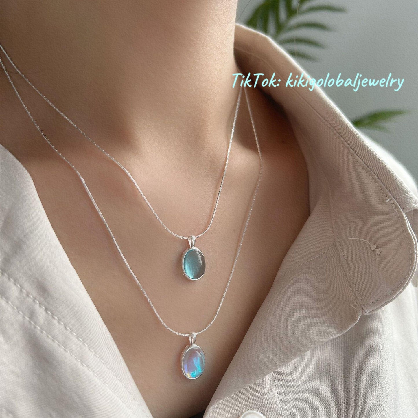 S925 sterling silver moonstone necklace