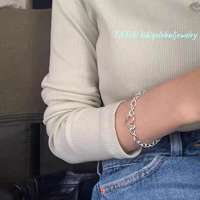 S925 sterling silver heart clasp bracelet