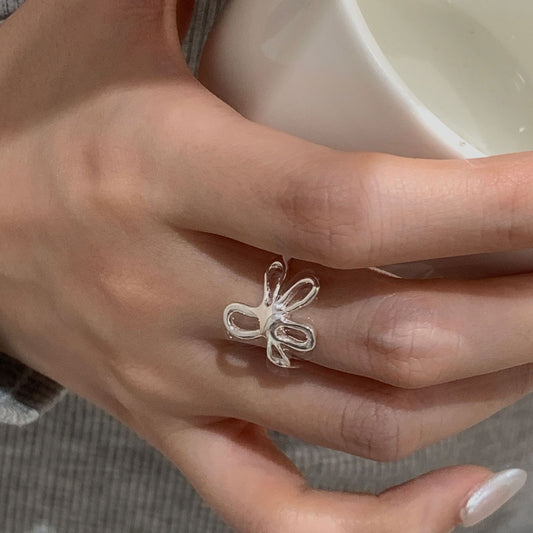 S925 silver small flower vintage ring