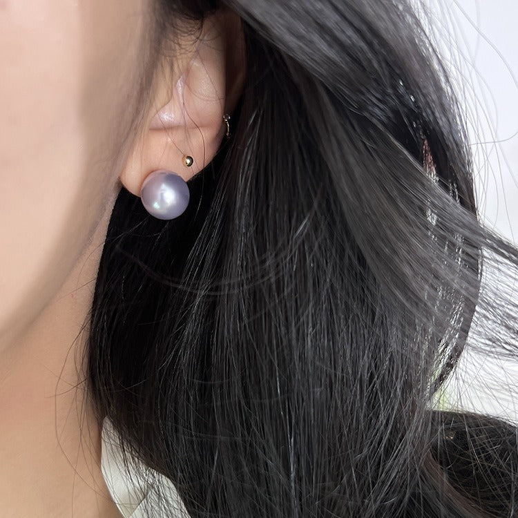 S925 silver periwinkle blue/silver grey glare pearl earringsss