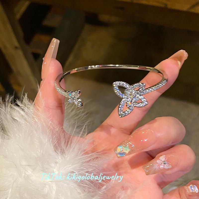 925 Silver Double Butterfly Open Bangle