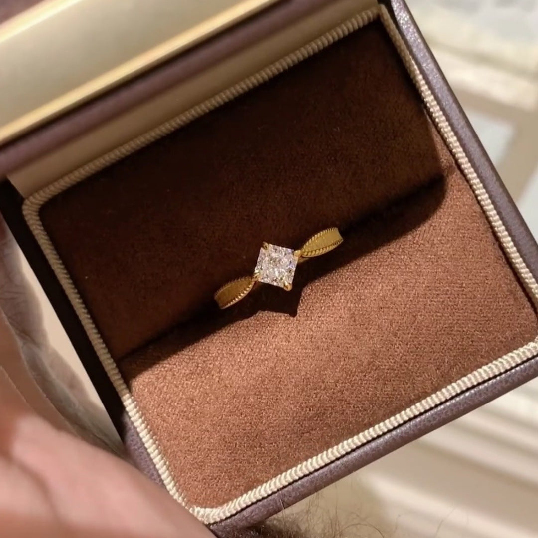 Square Diamond Brushed Princess Ring