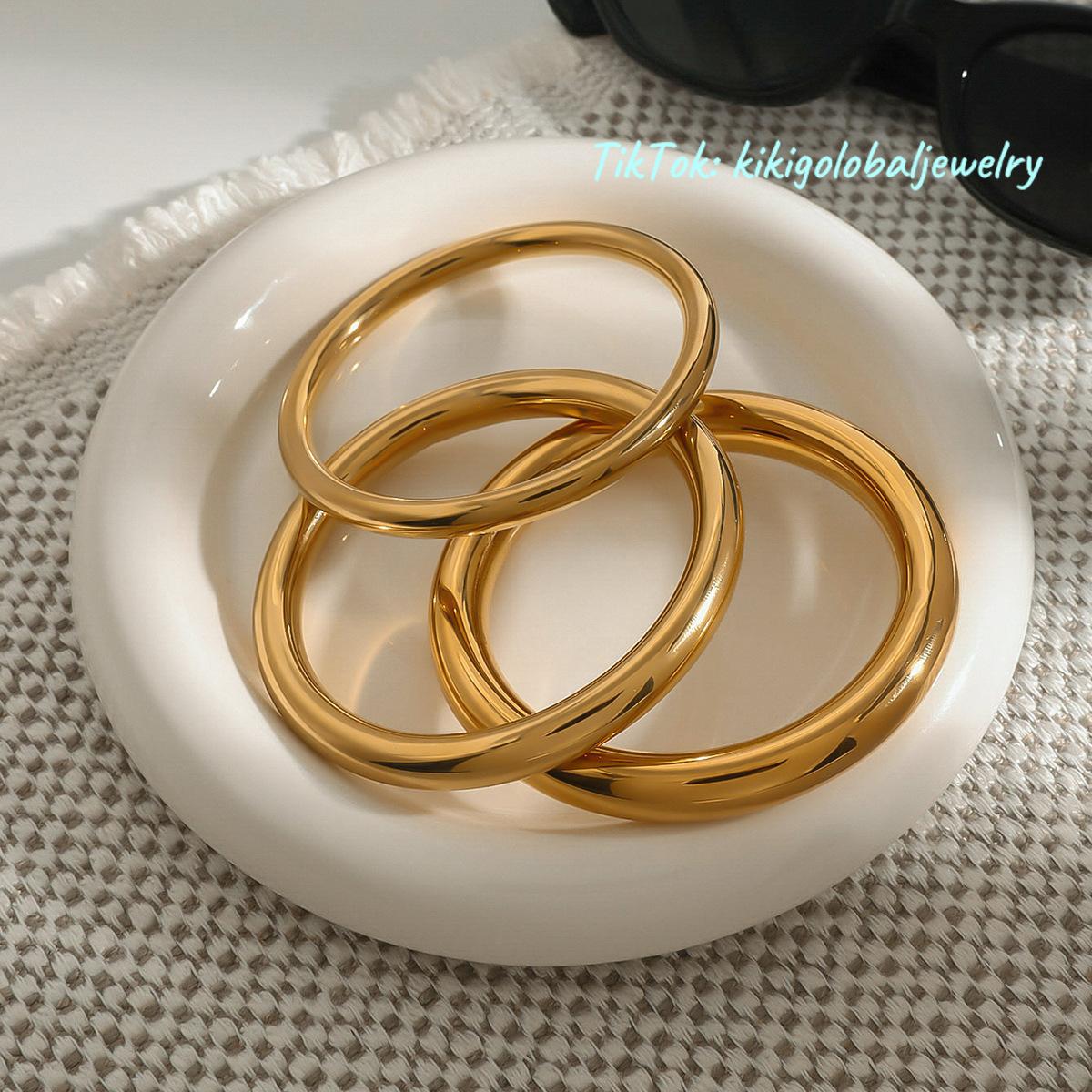 18k gold stainless steel simple round bracelet