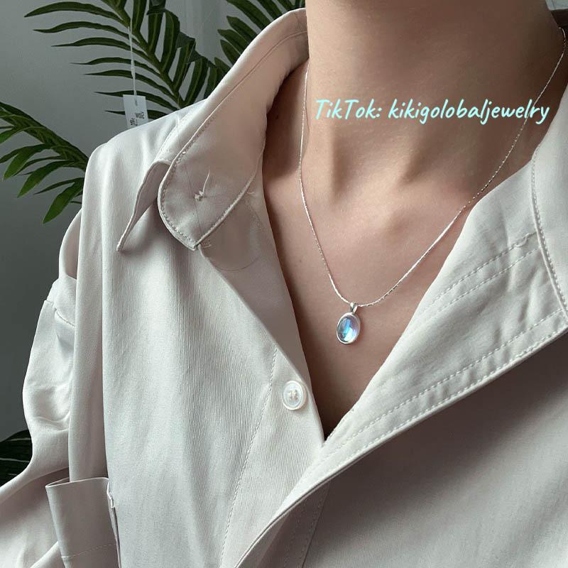 S925 sterling silver moonstone necklace