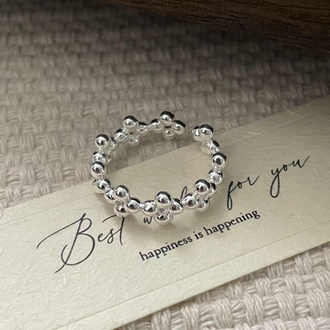 S925 sterling silver round bead ring