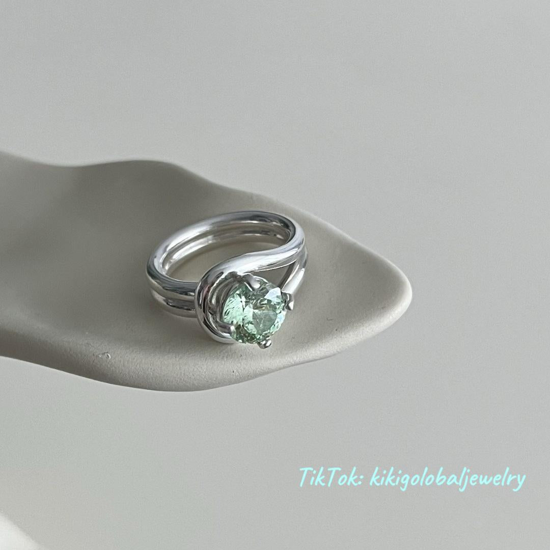 s925 knot single diamond ring