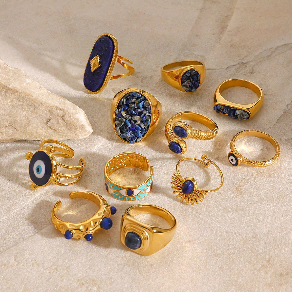 Stainless Steel Natural Stone Ring