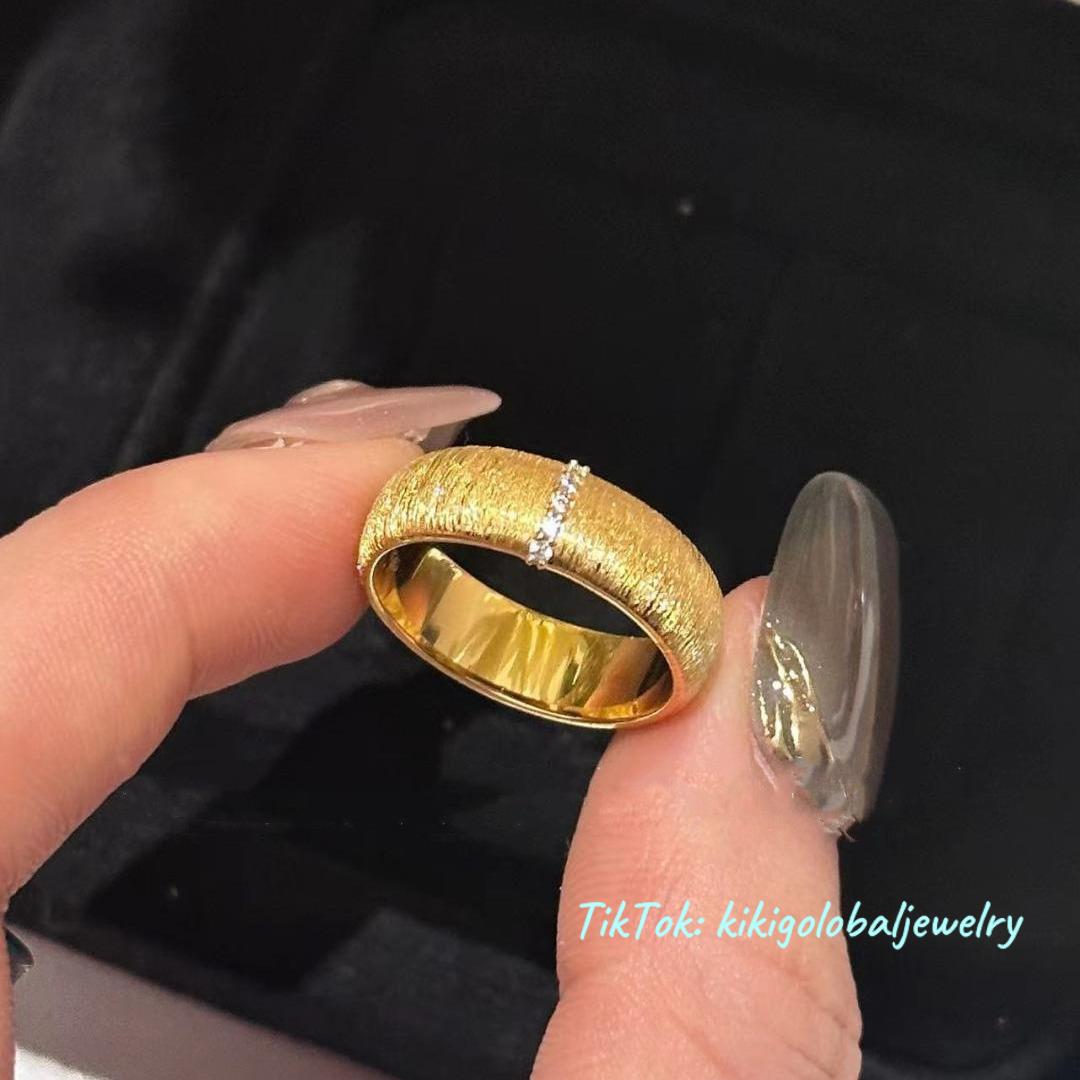 Brushed gold open ring