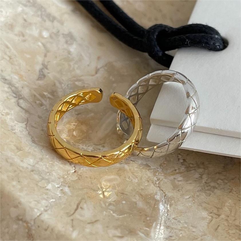 S925 sterling silver diamond pattern ring