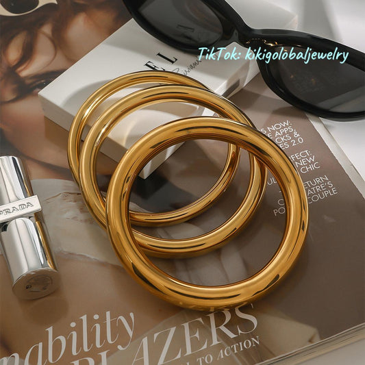 18k gold stainless steel simple round bracelet