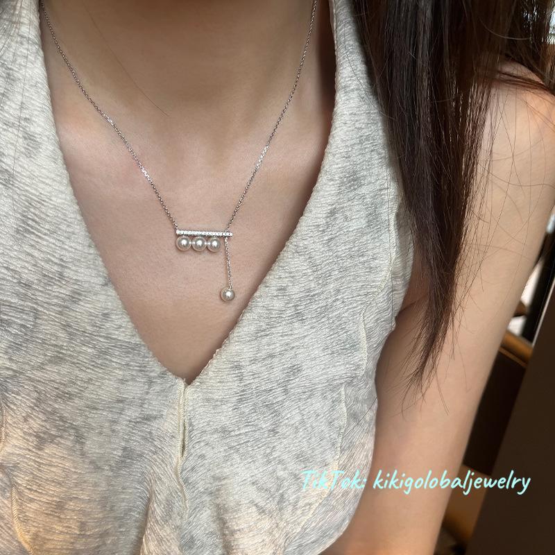 S925 silver natural four-bead pearl necklace