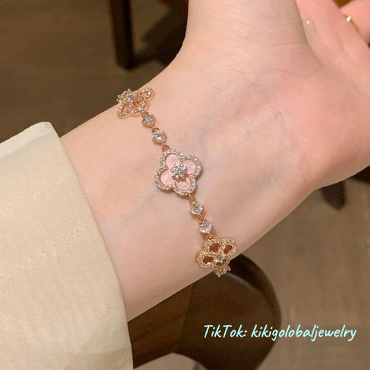 Four-leaf clover pink bracelet