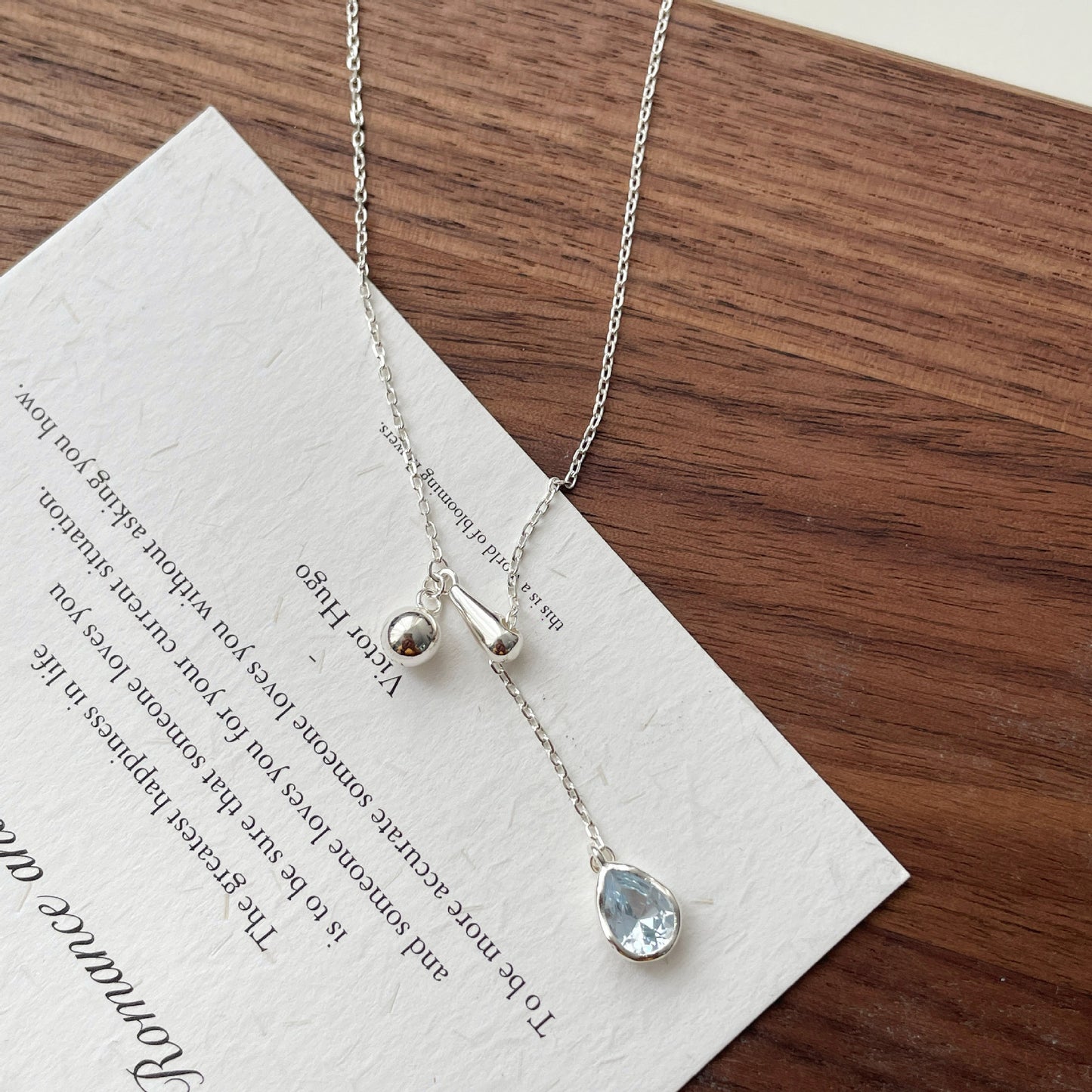 S925 silver blue teardrop necklace