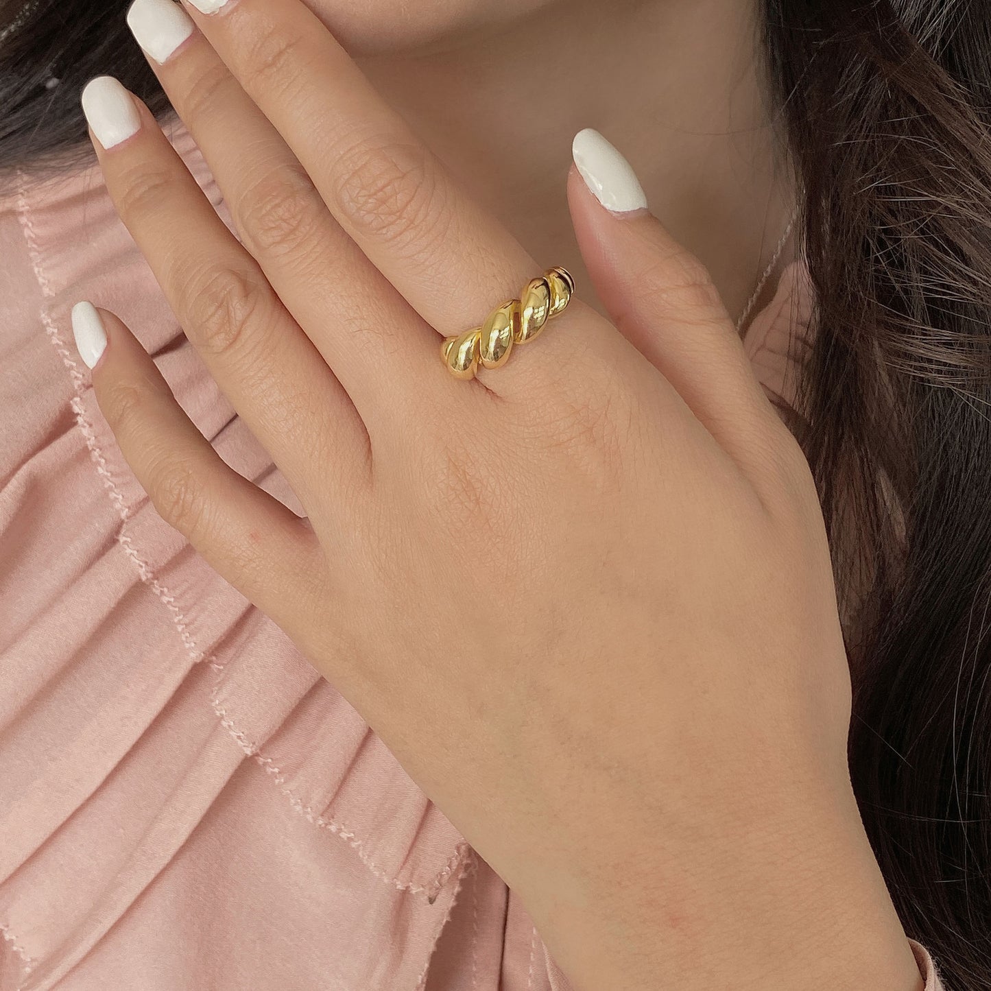 S925 sterling silver rope twist ring