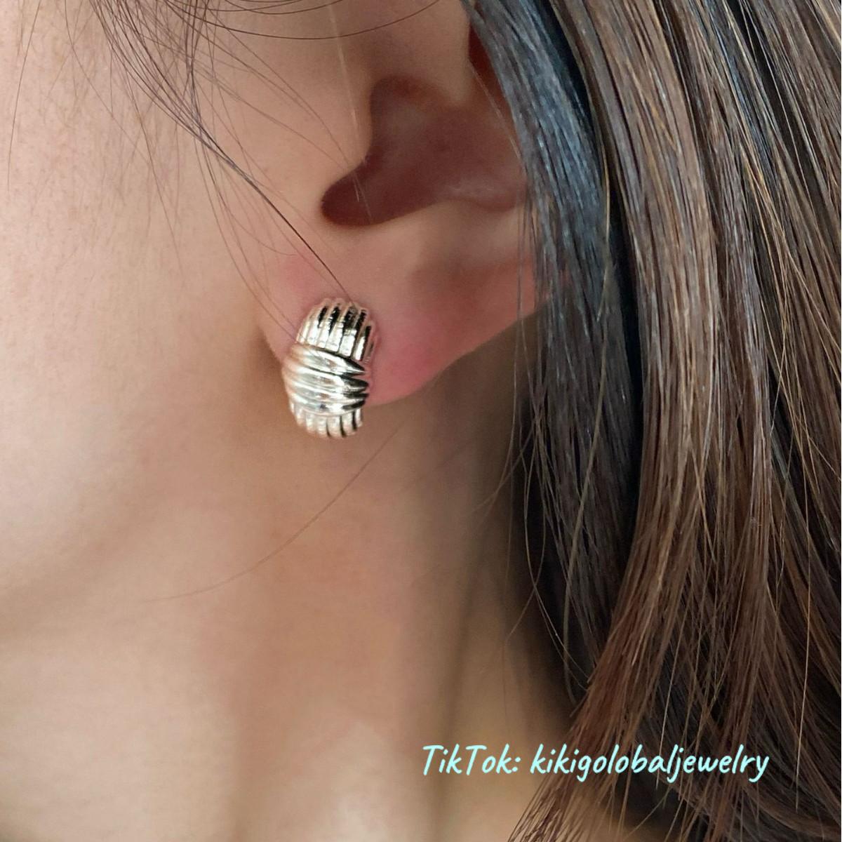 s925 silver stripe pattern earrings