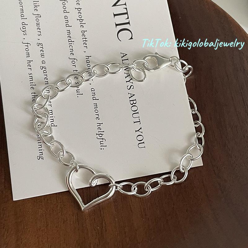 S925 sterling silver heart clasp bracelet
