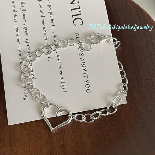S925 sterling silver heart clasp bracelet