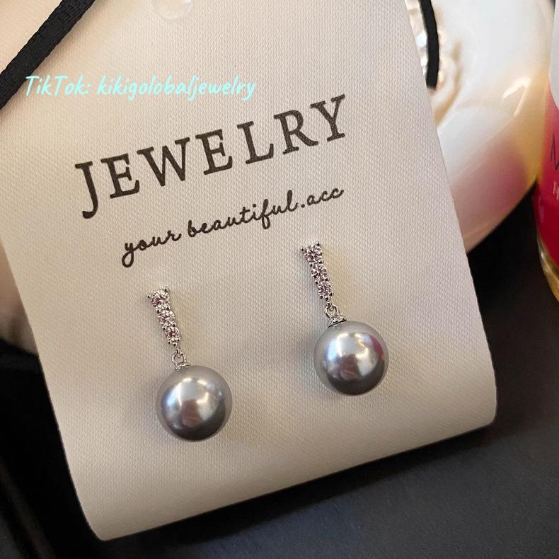 S925 sterling silver pearl diamond earrings