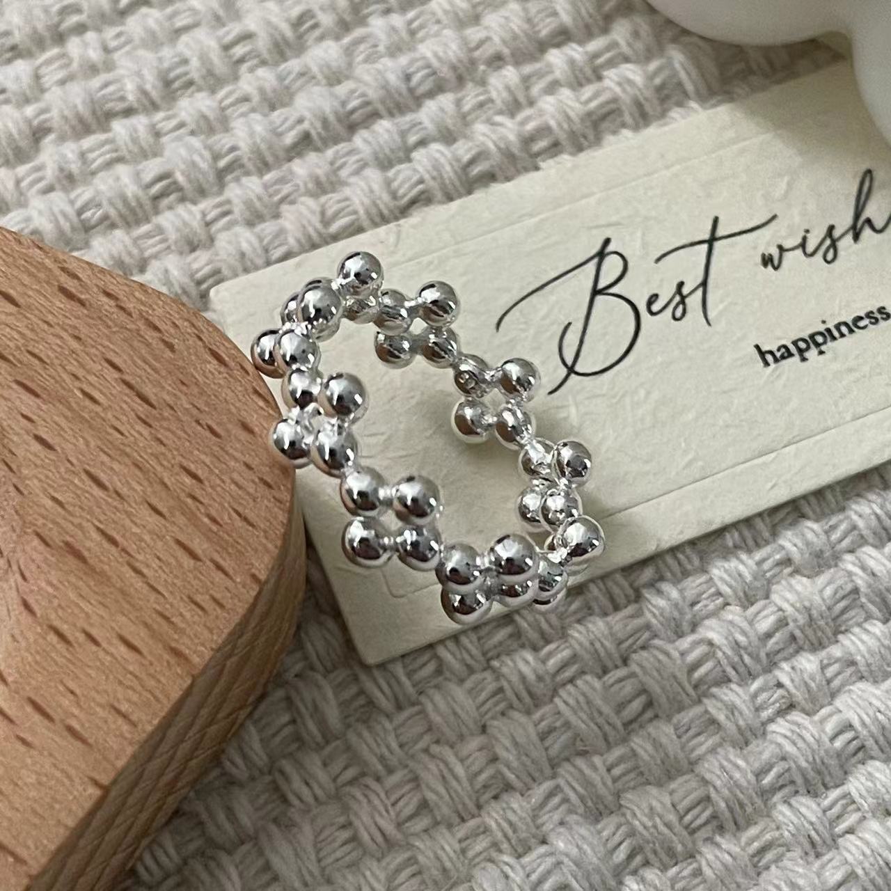 S925 sterling silver round bead ring