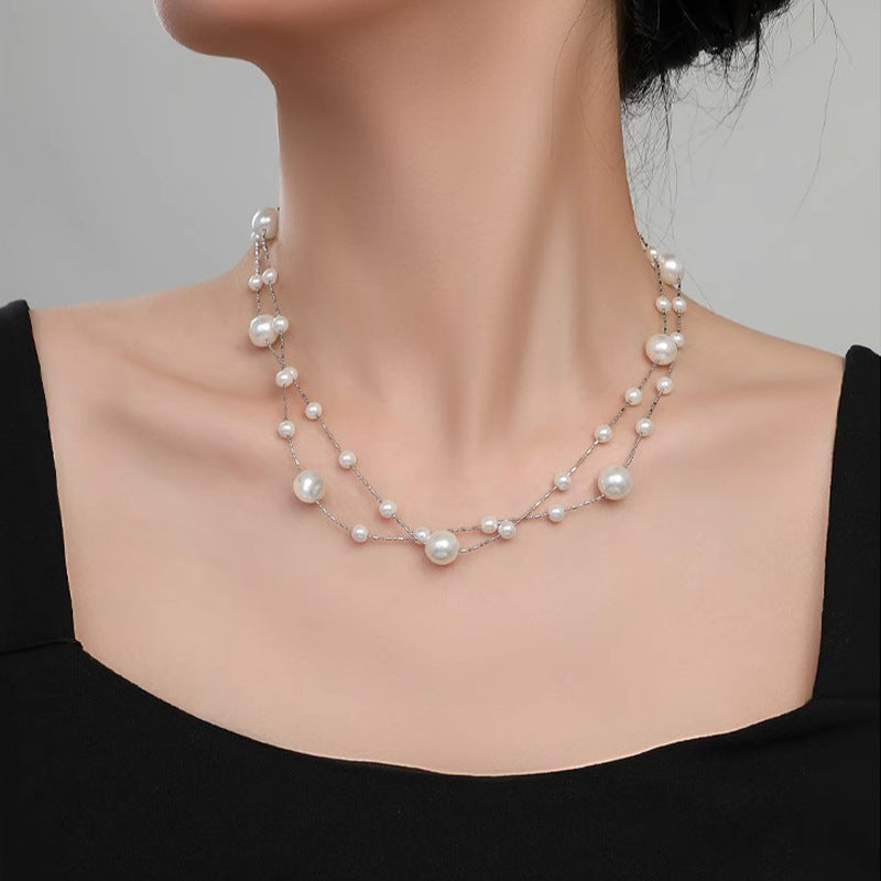 Starry Sky Long Pearl Sweater Necklace