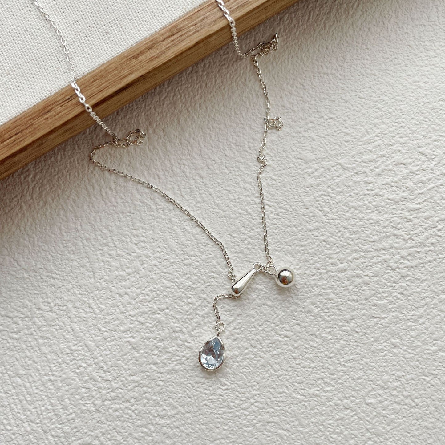 S925 silver blue teardrop necklace