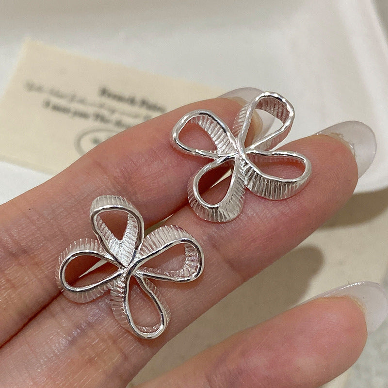 S925 sterling silver flower vintage earrings