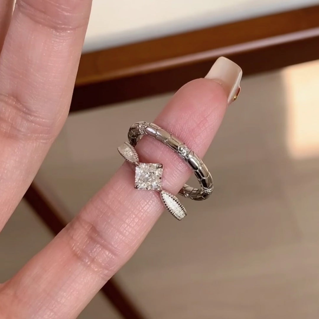 Square Diamond Brushed Princess Ring