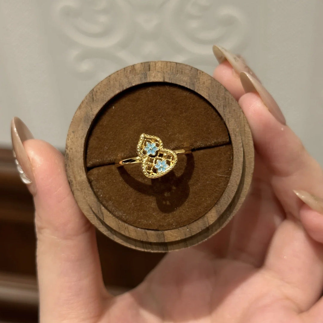 Blue Flower Enamel Gourd Ring