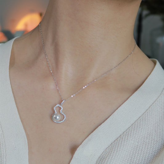 925 silver small gourd natural pearl necklace