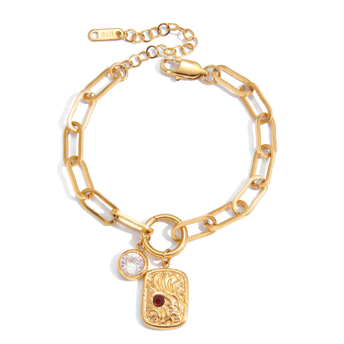 18K gold stainless steel white zircon bracelet