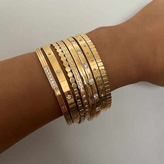 Non-fading stainless steel diamond plain ring bracelet