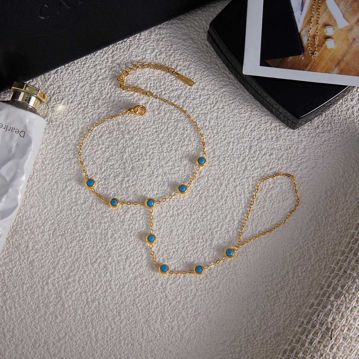 Blue Turquoise Titanium Steel Necklace