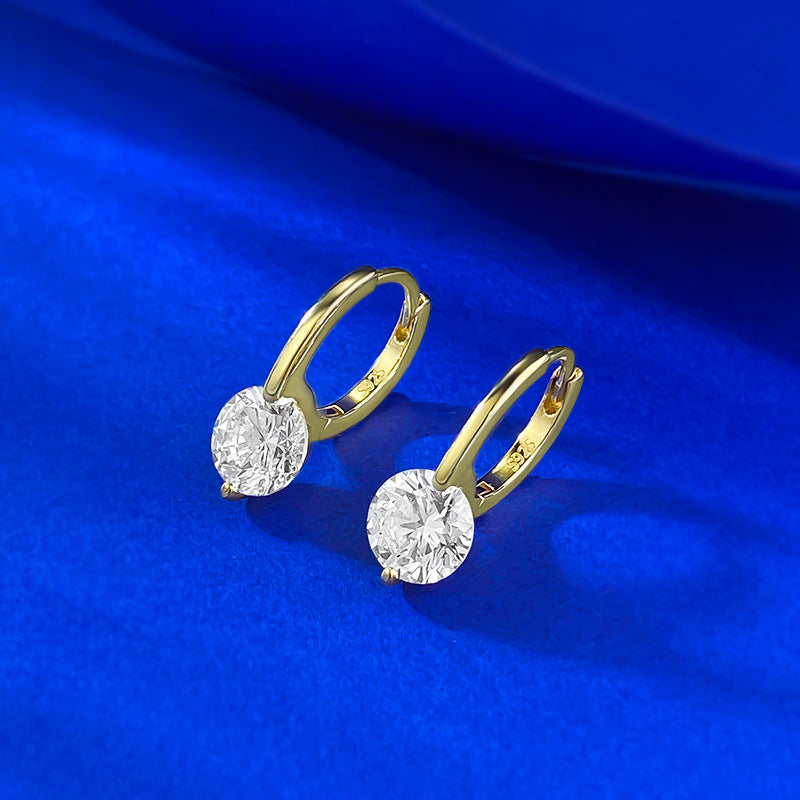 S925 round diamond earrings
