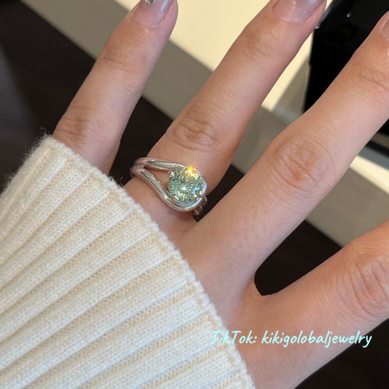s925 knot single diamond ring