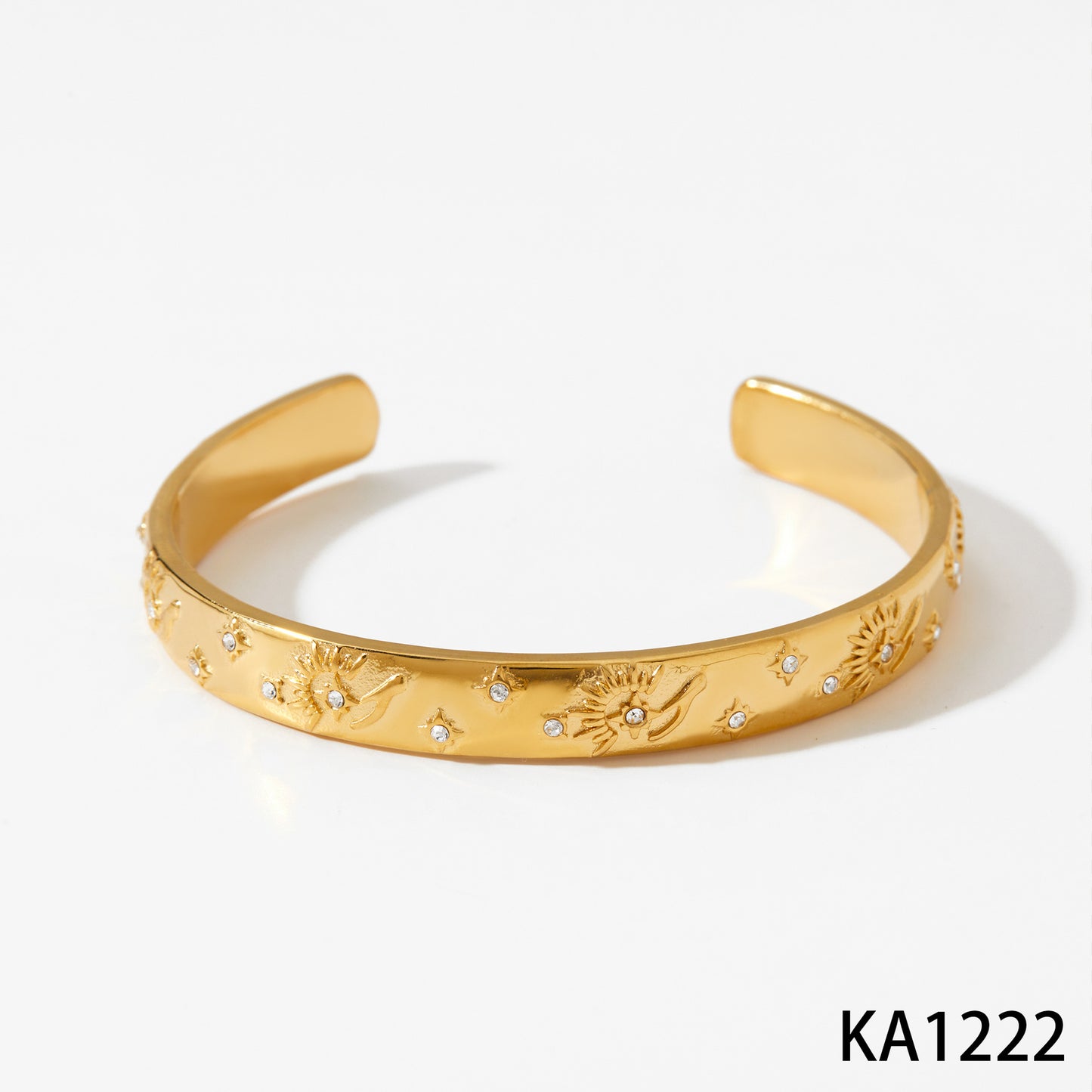 Stainless steel zircon pattern open bracelet