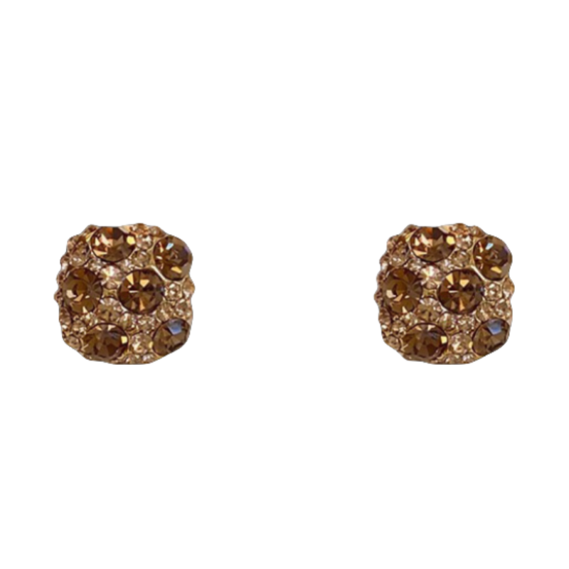 Geometric diamond champagne crystal earrings