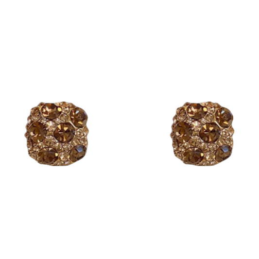 Geometric diamond champagne crystal earrings