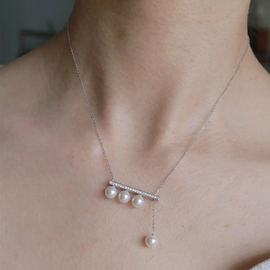 S925 silver natural four-bead pearl necklace