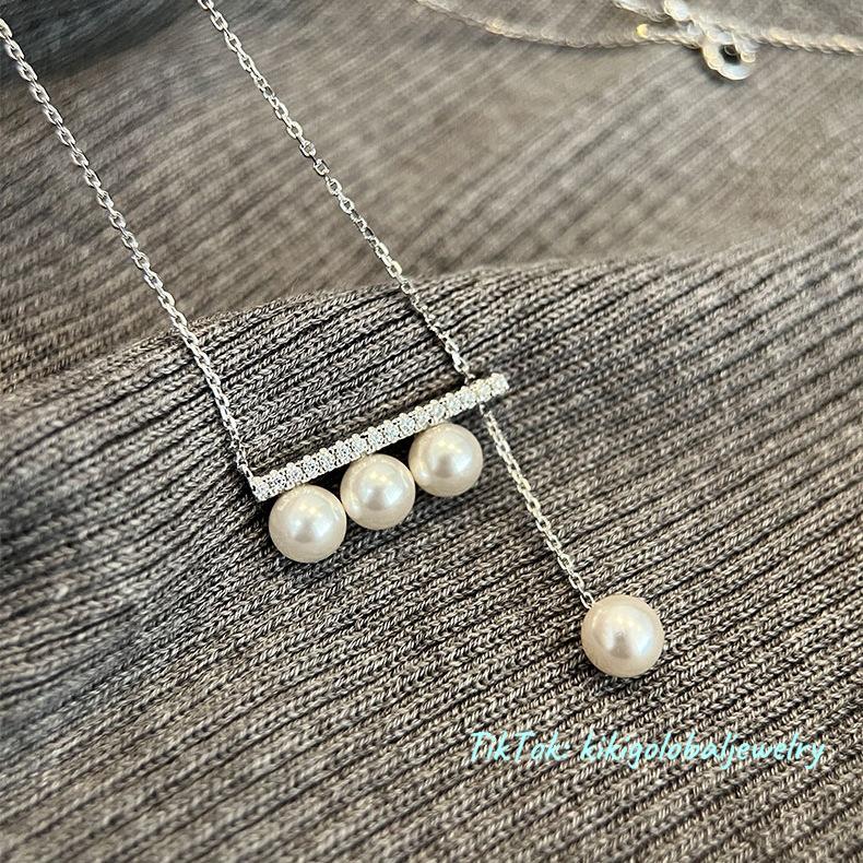 S925 silver natural four-bead pearl necklace