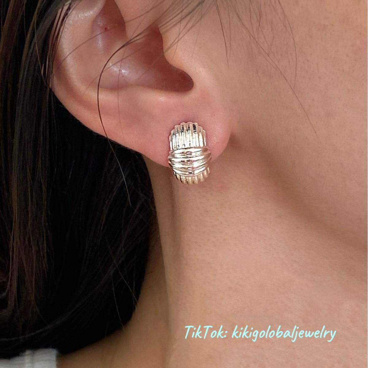 s925 silver stripe pattern earrings