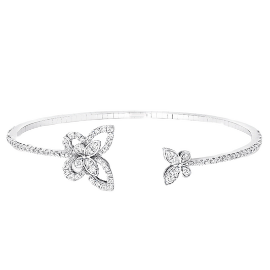 925 Silver Double Butterfly Open Bangle