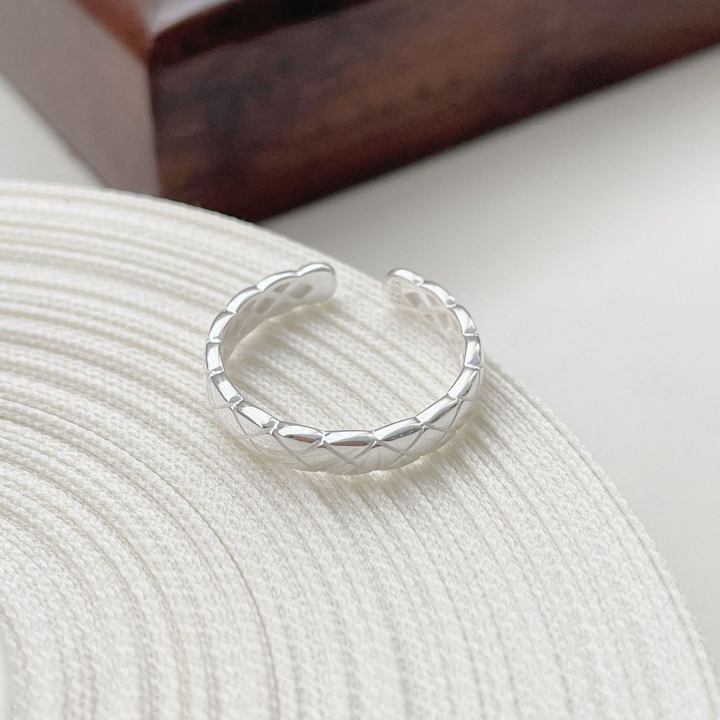 S925 sterling silver diamond pattern ring