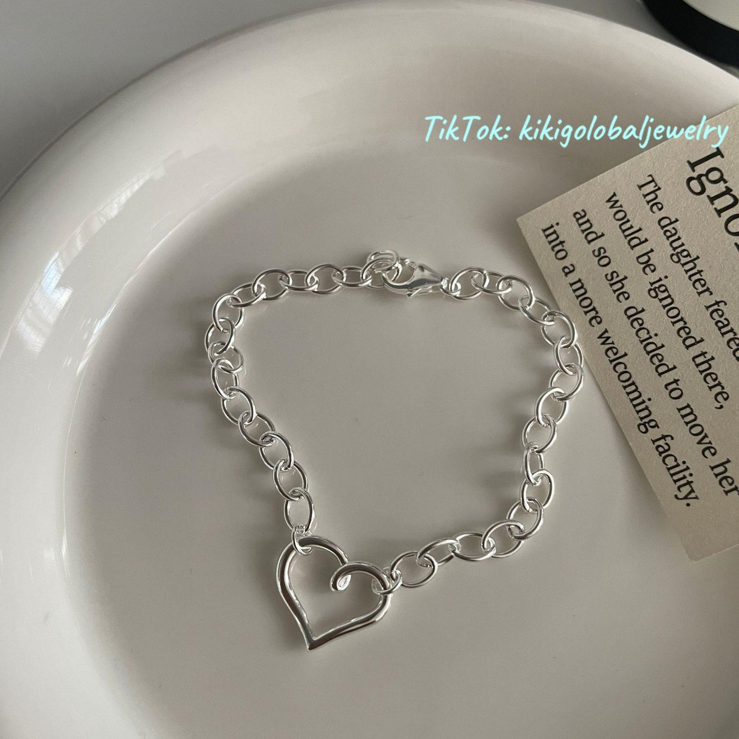 S925 sterling silver heart clasp bracelet
