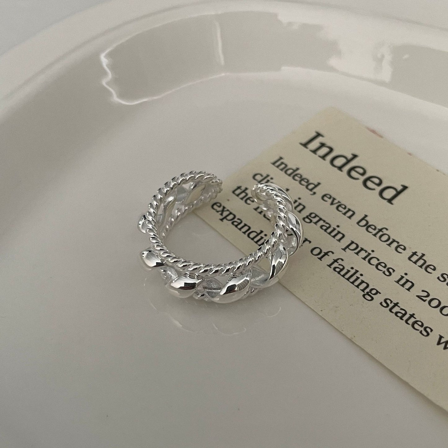 S925 sterling silver double spiral twist ring