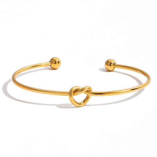 18K gold stainless steel knot heart open bracelet