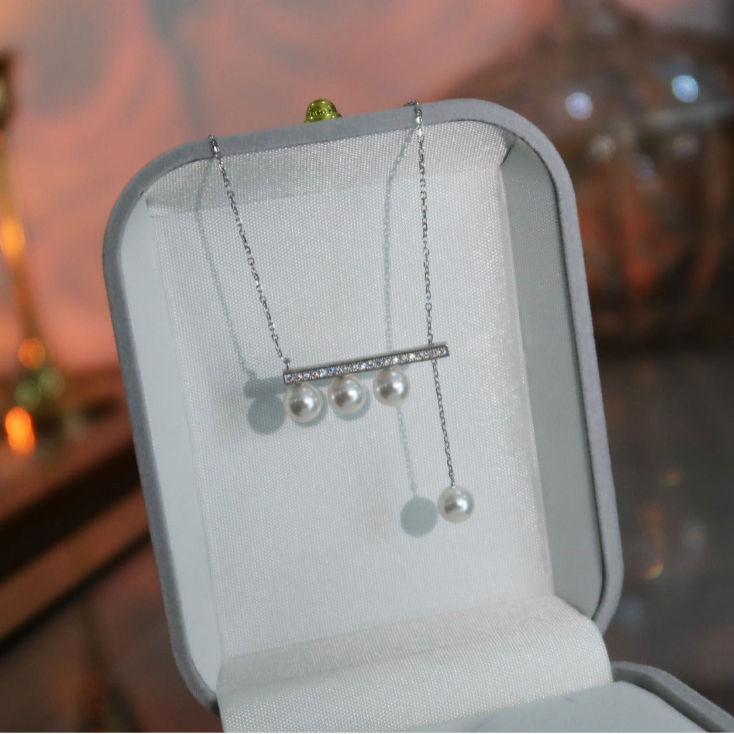 S925 silver natural four-bead pearl necklace