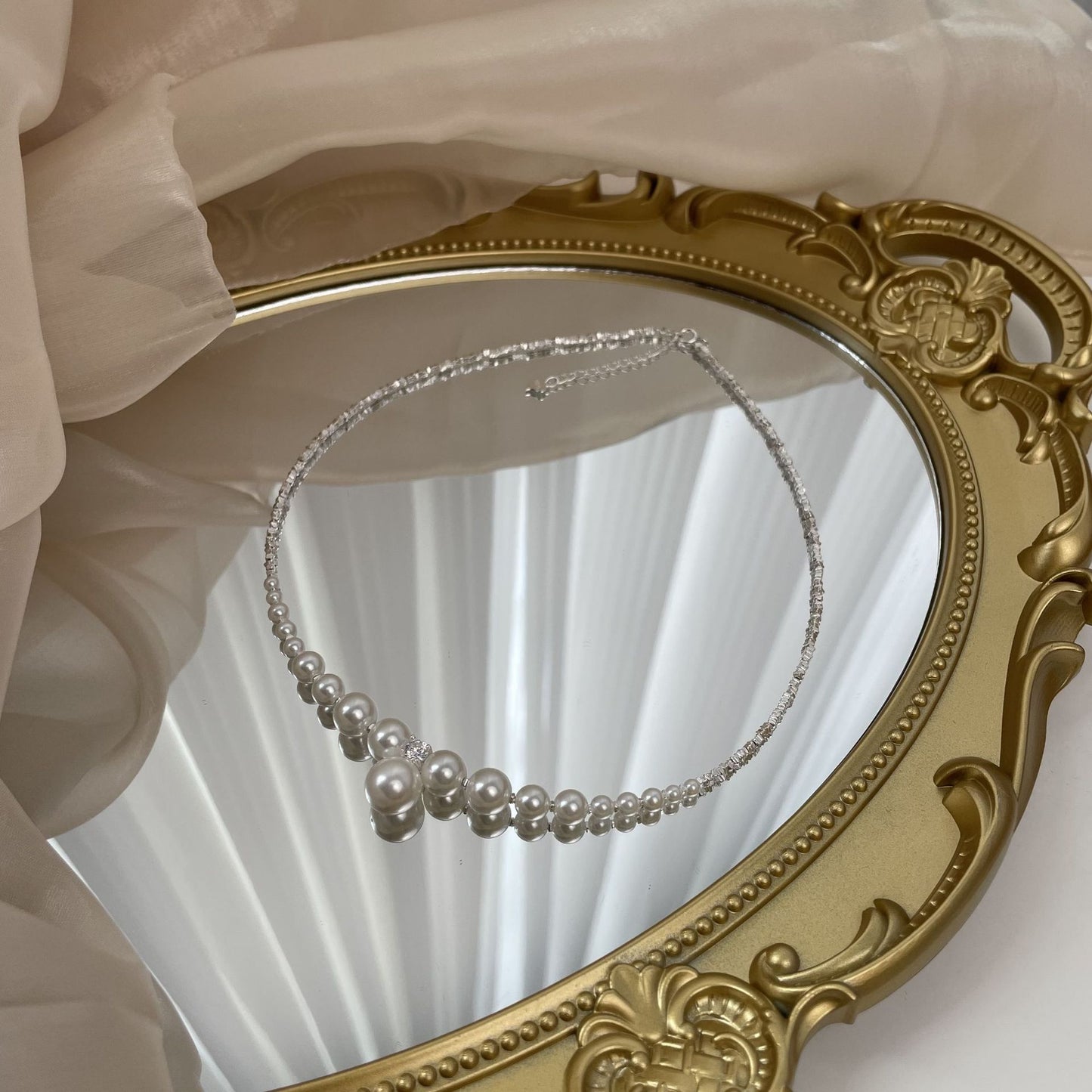 925 sterling silver pearl clavicle necklace